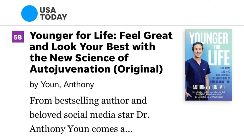 Younger for Life, Dr. Anthony Youn, USA TODAY Bestseller #58 of 150