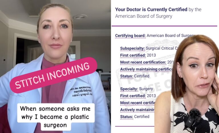 Dr Gina Maccarone called out for implying board-certified plastic surgeon credentials not actually held