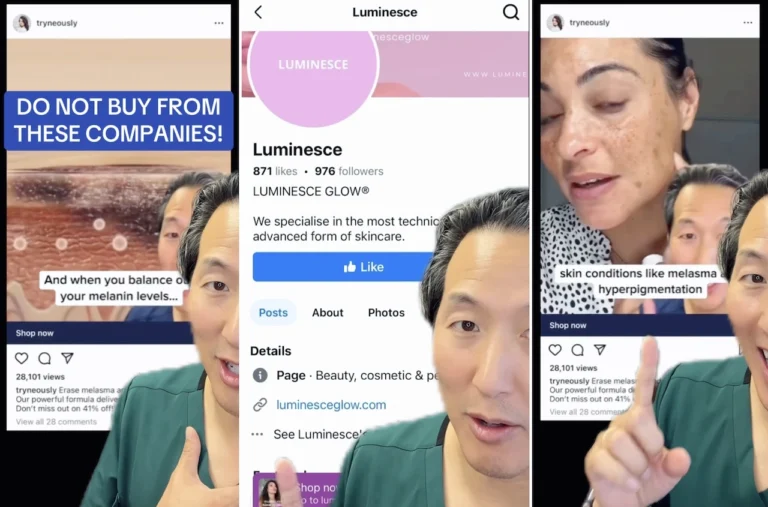 Luminesce, Luminesce Glow, and Neously faked a doctor's endosement, he says, using artificial intelligence, his voice, face and likeness to sell their cosmetic products.